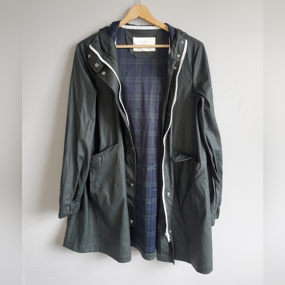 Zara Jackets & Blazers - Zara black/green raincoat with plaid interor Womens small. EUC